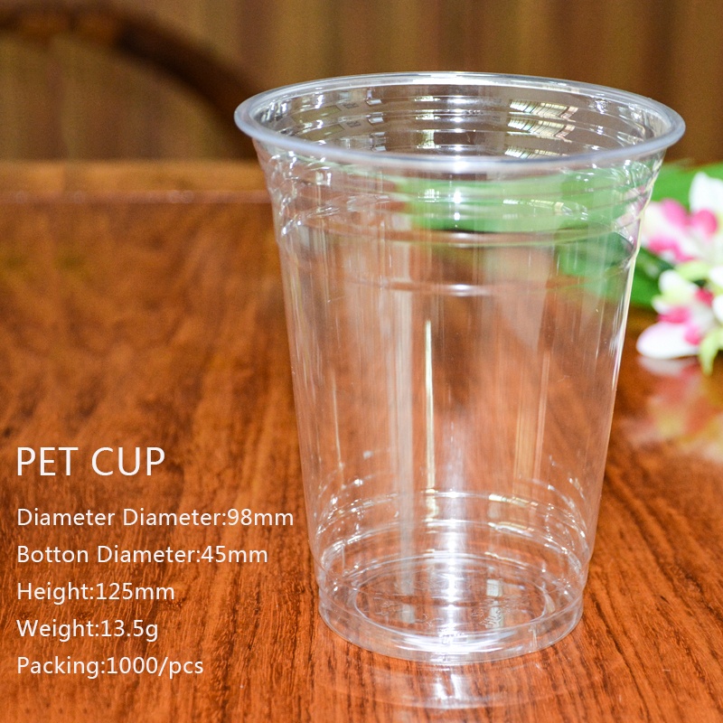 Élelmiszer-osztályú 16oz egyedi eldobható műanyag ivó juice tiszta PET-kupa